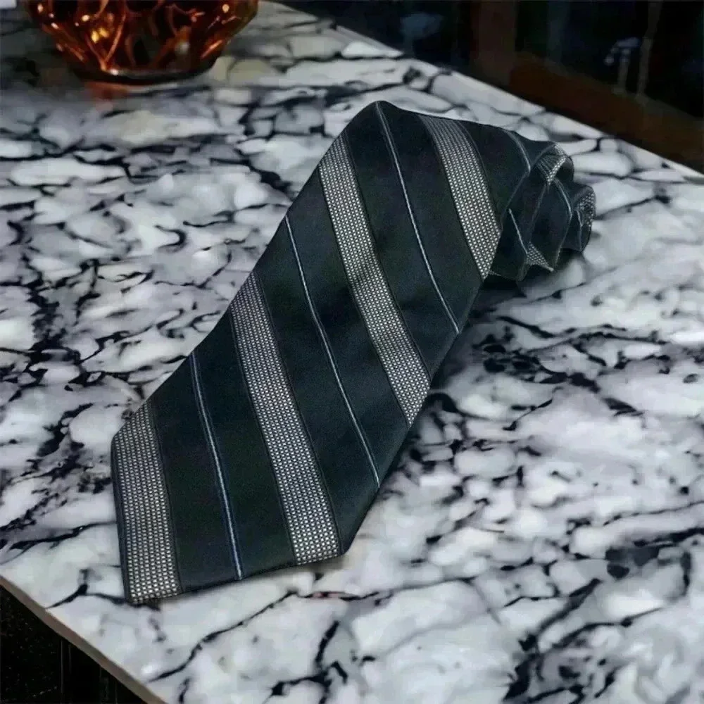 MICHAEL Michael Kors Black Striped All Silk Tie (3.5”W x 60”L) - Picture 2 of 5